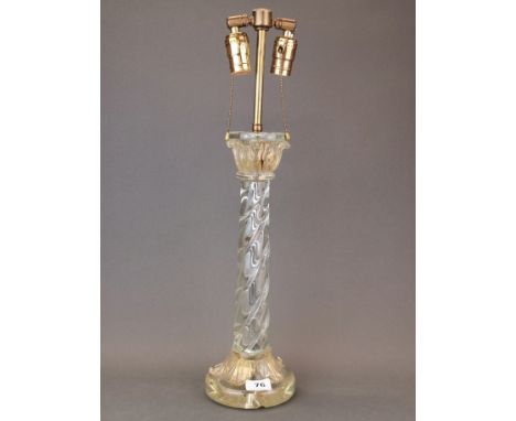 A superb Murano glass table lamp base, H. 59cm.