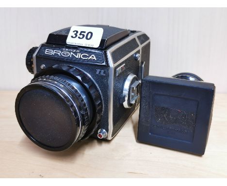 A Bronica camera with a Nikon Nikkor-P lens.