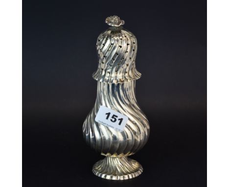 A Victorian hallmarked silver sugar castor, H. 21cm.