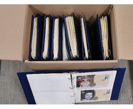 A group of seven first day cover albums up to 2012 plus stamps.