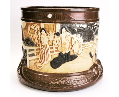 An English Bretby pottery Japanese design planter c. 1920, H. 21cm. Dia. 24cm.