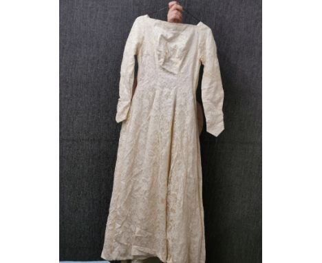 A vintage lace wedding dress.