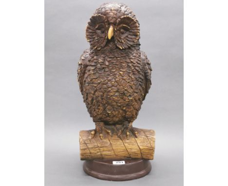 A large composition owl figure (possibly a table lamp base), H. 57cm.