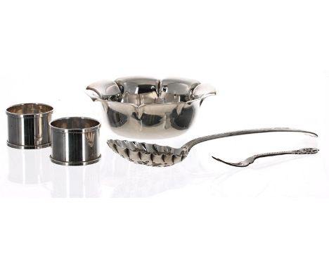Edwardian Atkin Brothers silver bowl with lobed flared rim, Sheffield 1908, 5" diameter; together with a Victorian John Round
