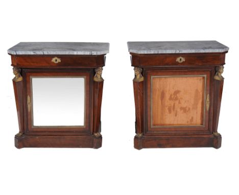 A pair of French mahogany and gilt metal mounted side cabinets   A pair of French mahogany and gilt metal mounted side cabine