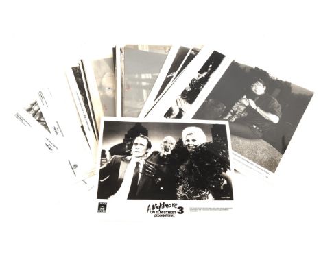 An assortment of approx. 50 Horror press stills and lobby cards, titles include Nightmare On Elm Street 3, Sleepwalkers, Cabi