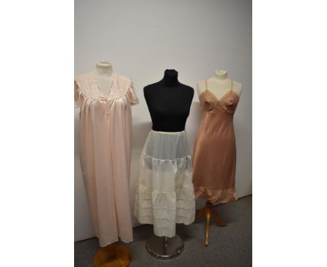 A vintage 1960s St Michaels slip, a 1950s/60s nylon petticoat and a Brettles nightdress.