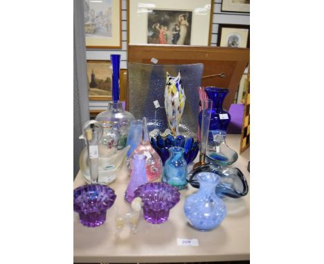 A collection of assorted art glass (21 pieces approx) including two small Caithness vases, a signed Pheonician Glass Malta st