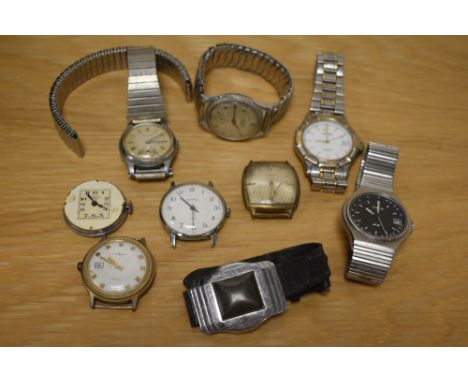 A collection of wristwatches and watch parts including Larex, Sekonda, Timex and Tissot.
Condition Report - Surface wear to T