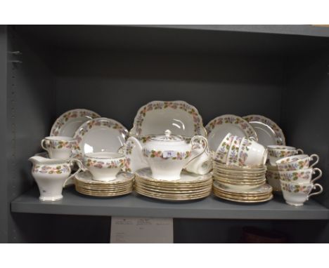 A collection of Aynsley bone china 'April Rose', including plates, teapot, cups and saucers etc.