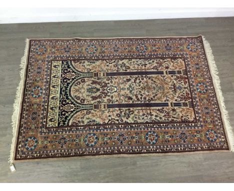PERSIAN TABRIZ ARCH AND LANTERN RUG,cream and ochre ground, hand knotted, 181cm x 119cm