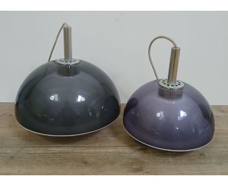 Robert Welch for Lumitron, a pair of hanging light fittings, diameter 24cm &amp; 30cm.