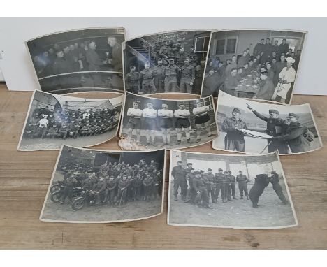 A group of eight WWII photographs depicting Kings Shropshire Light Infantry, one with mascot Billy The Bear.