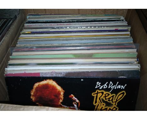 A box of around 70 American and British folk/rock albums to include Bob Dylan, Neil Young, Bothy Band, Clannad, Van Morrison 