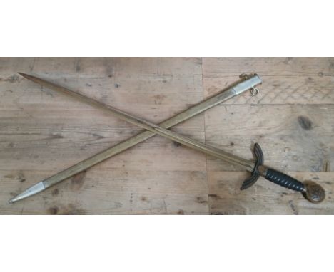 A German Third Reich Luftwaffe officer's dress sword, the 71cm double edged blade signed Puma Solingen, wire bound leather gr
