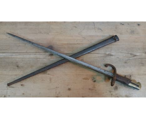 A French M1879 Gras bayonet and scabbard.