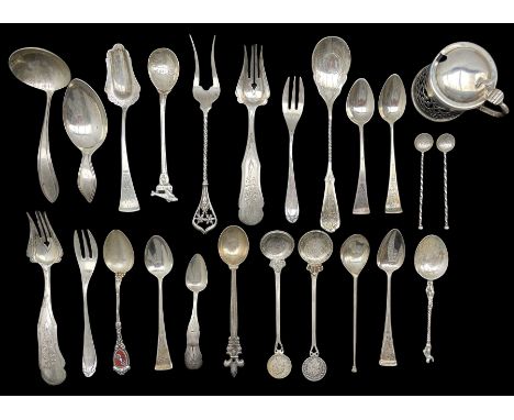 Pair of 19th century Dutch silver ornamental forks with engraved decoration, Dutch silver spoon by Abeelen, Schoonhoven, Dutc