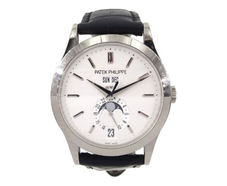 Patek Philippe 18ct white gold automatic Complications annual calendar wristwatch with moon phase, purchased 7th January 2015