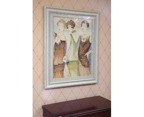 **PLEASE NOTE COLLECTION OF THIS LOT WILL BE FROM BISHTON HALL STAFFORDSHIRE**A modern colour print of three stylish women of