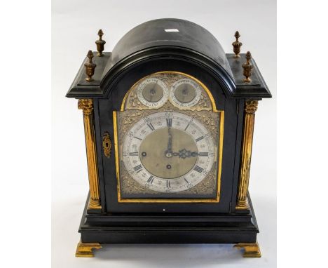 A Victorian Boardroom or Table Clock signed Williamson & Sons, Guildford. Contained in an ebonised case with round top, 2 car