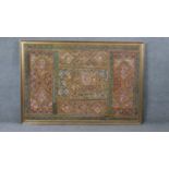 A framed Indian elephant embroidery with sequin embellishment. H.104 W.152cm