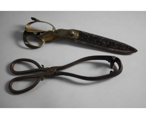 A pair of Wilkinson &amp; Son 19th century tailor's scissors with brass grip and steel blades. Stamped by the brass knuckle, 