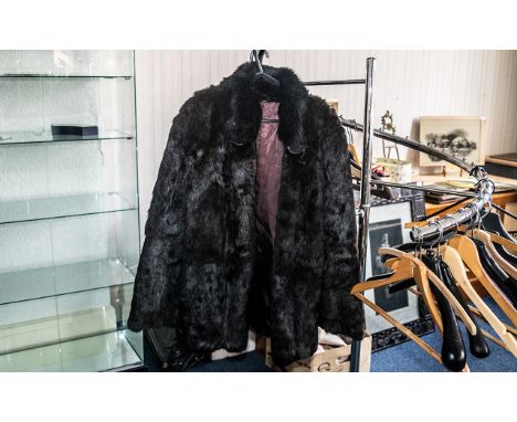 Vintage Ladies Black Mink Short Jacket. With Hook and Eye Fastening and Large Buttons to Collar. Fully lined Approx Size 12. 