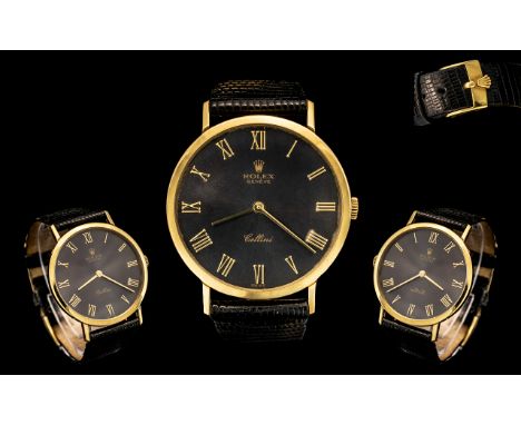 18ct Gold Gents Rolex Cellini Wristwatch No:L608598 Ref 4112, Roman Numerals, 32mm Fully Hallmarked Case, Manual Wind Movemen