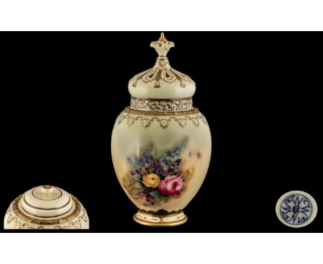 Royal Worcester Hand Painted Kerr and Binns Large and Impressive 19th Century Persian Style Ovoid Shaped Pot Pouri Jar / Vase