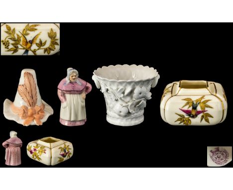 Collection of Antique Small Porcelain Pieces ( 4 ) 1/  Mid 19th Century Stevenson and Hancock ( Derby ) White Glaze Porcelain