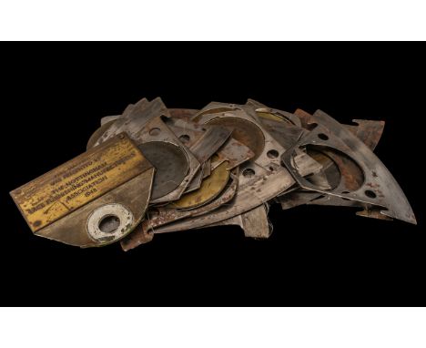 20 Vintage Lace Cutting Machine Blades of Half Moon Shape, stamped Stevenson &amp; Sons, Spowage, Nottingham, with a Nottingh