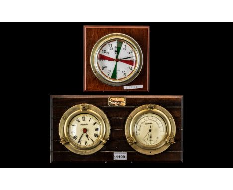 Two Reproduction Maritime Wall Clock with a double plaque with clock and barometer. 