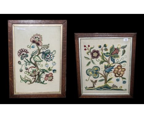 A Pair of Framed and Glazed Edwardian Ladies Needle worked Tapestry Floral Decorated Panels, Picked out In Silk and Wool Thre