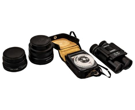 Sixtac Light Meter with Black Leather Case and Strap In Excellent Condition + Tasco Voyager 10x25 Pocket Size Binoculars, Fea