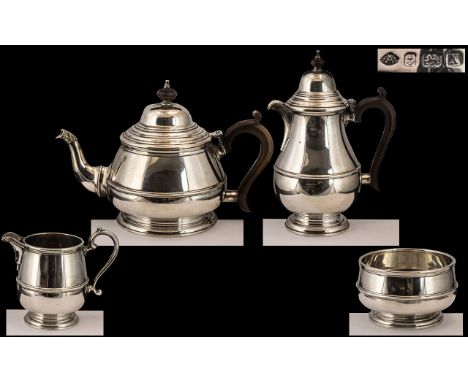 A Superb Quality and Stylish 1920's Matched Sterling Silver - Tea for Two ( 4 ) Piece Tea Service. Of Pleasing Proportions / 