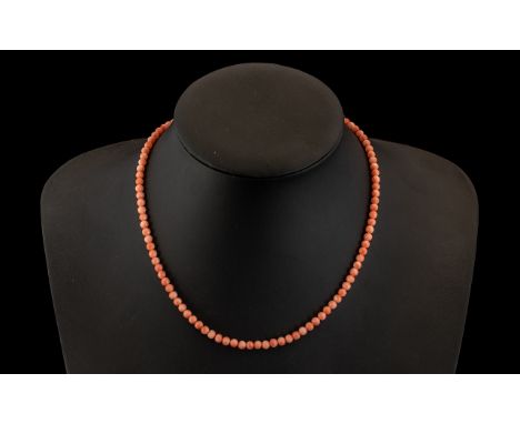 Vintage Coral Necklace. Great Colour and Well Matched. 16 Inches. Please See Photo. 