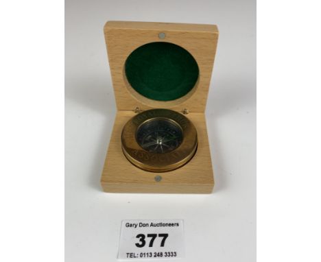 HMS Royal Arthur Association compass in wooden presentation box with plaque “Presented in Memory of S/M Nellie Wilson. Box me