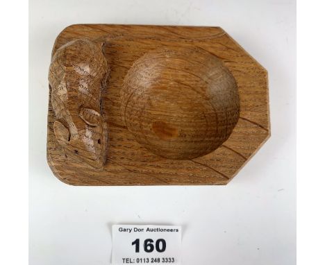 Mouseman ashtray, 4” long x 3” wide
