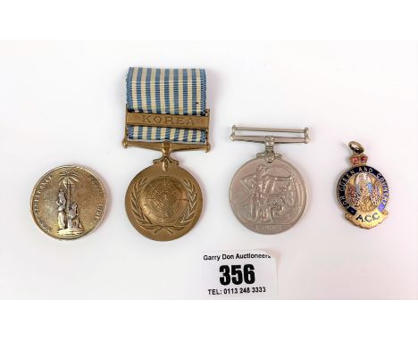 United Nations Korea medal, Korea medal marked 46905 37 FUS. J.B. Barker M.M.R.N.F., Army Temperance Medal India (silver) and