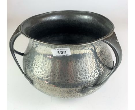 Beaten English pewter art nouveau style jardinière