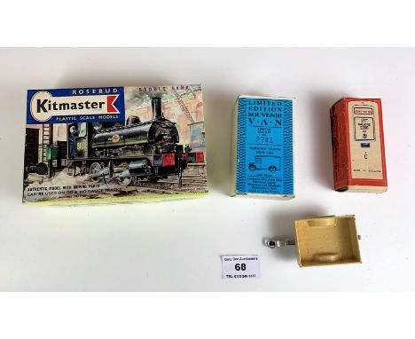 Boxed Rosebud Kitmaster Saddle Tank no. 6, boxed Kleeneze Ltd. Ed. Souvenir van, boxed Esso Extra Petrol Pump, and unboxed Di