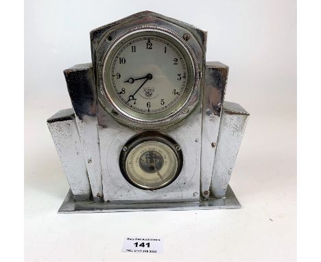 Plated Smiths deco style clock and barometer 8” high x 7.5” long