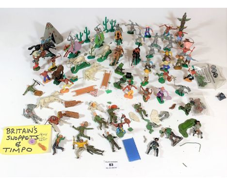 Collection of Britain’s Swoppets and Timpo plastic Wild West and Army figures and accessories