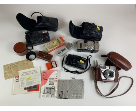 Balda cased camera, Canon Z135, Pentax Zoom 105-R, Panorama, accessories and manuals