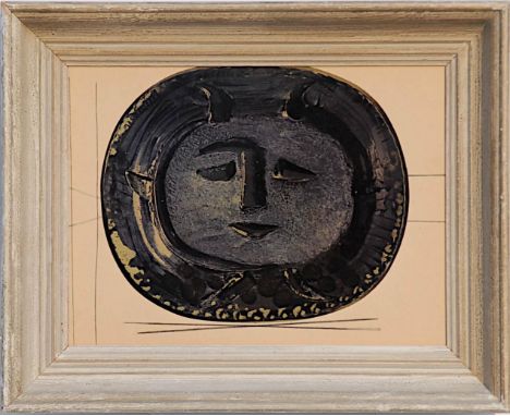 PABLO PICASSO 'Study for a Blue Ceramic Plate', quadrichrome, suite: Ceramiques, 28cm x 35cm, in a vintage French frame. 