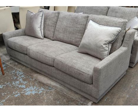 SOFA, grey fabric upholstered with two scatter cushions, 200cm x 92cm x 82cm. 