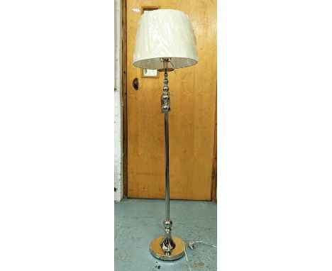LAUREN RALPH LAUREN HOME FLOOR LAMP, polished metal, with shade, 145cm H. 