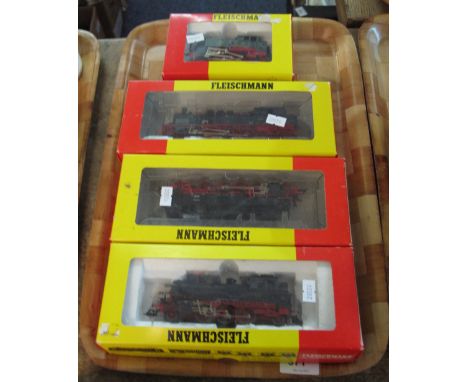 Four Fleischmann HO locomotives in original boxes to include 4063, 4088, 4077 and 4028.  (4)