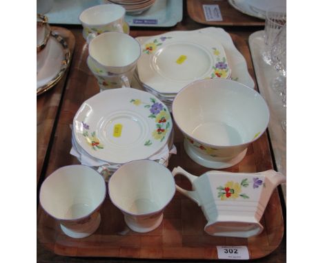Tray of plant Tuskan china art deco design floral part tea ware comprising cups, saucers, various plates, milk jugs and sucri