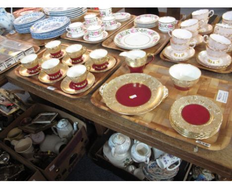 Two trays of Shelley fine bone china part tea ware, printed marks: 12848/41 on a cream ground with gilt foliate design compri